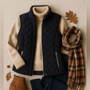 Zara navy blue Quilted Vest
